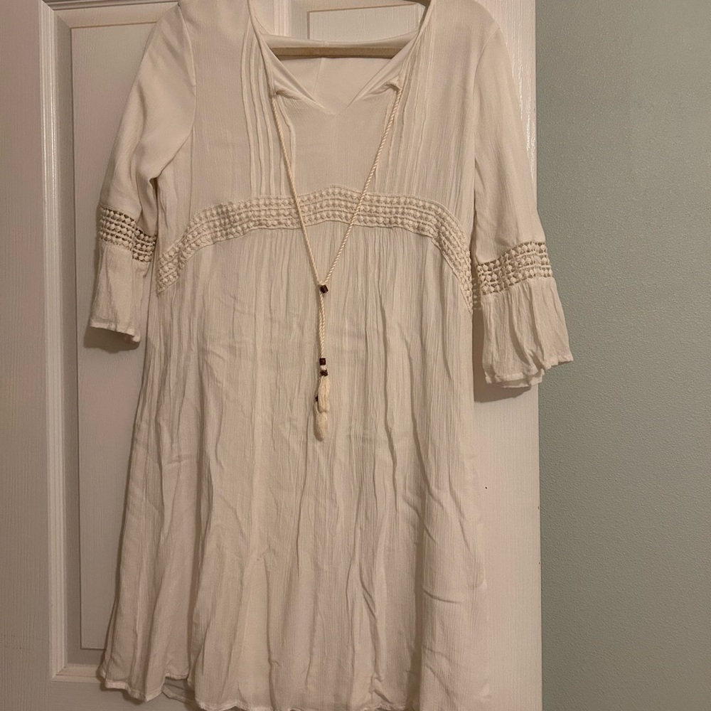 Down East White mini dress with lace details